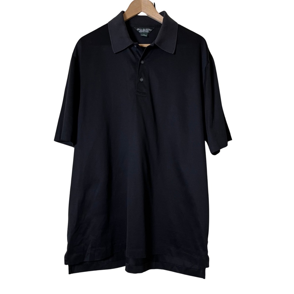 Brooks Brothers Men's 100% Cotton Performance Black Golf Polo Shirt Size Large